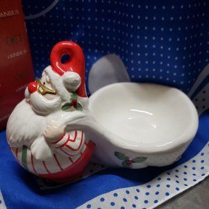 Vintage OCI Omnibus - 'Mr. Claus' Votive Candle Holder/Dish - Christmas Santa